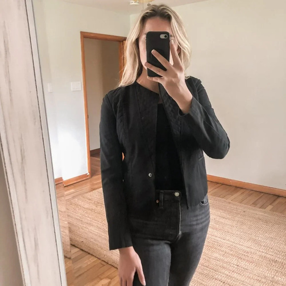 See by Chloe Black Designer Waffled Cotton Blazer Jacket Women's 4 - Picture 1 of 9